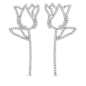 Elegant Silver Floral Earrings M448